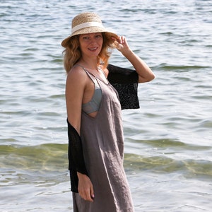 Zwarte bolero schouderophalend gebreid katoenen vest dames zomerjas gemaakt in Spanje strand gehaakte handgebreide schouder cover-up losse pure trui afbeelding 2