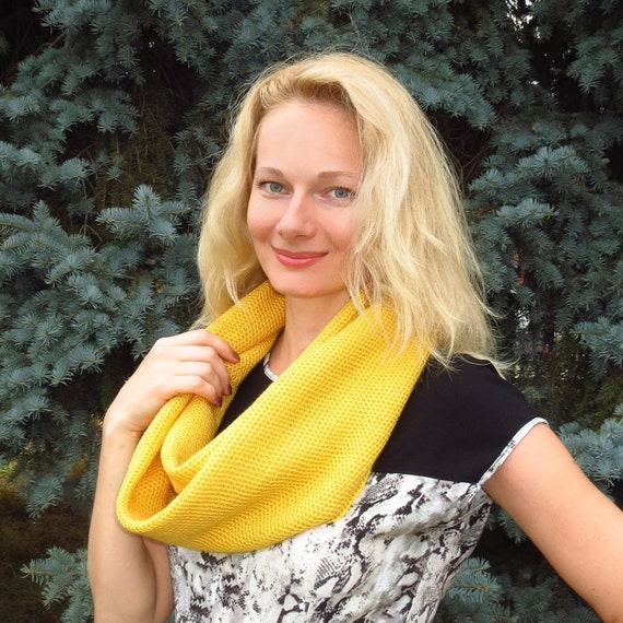 Gele wollen gebreide sjaal - Etsy België