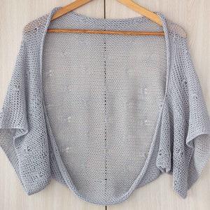 Gray women shrug summer open cardigan vegan cotton knitted bolero handmade crochet sweater shrug beach shrug dress coverup women wrap jacket