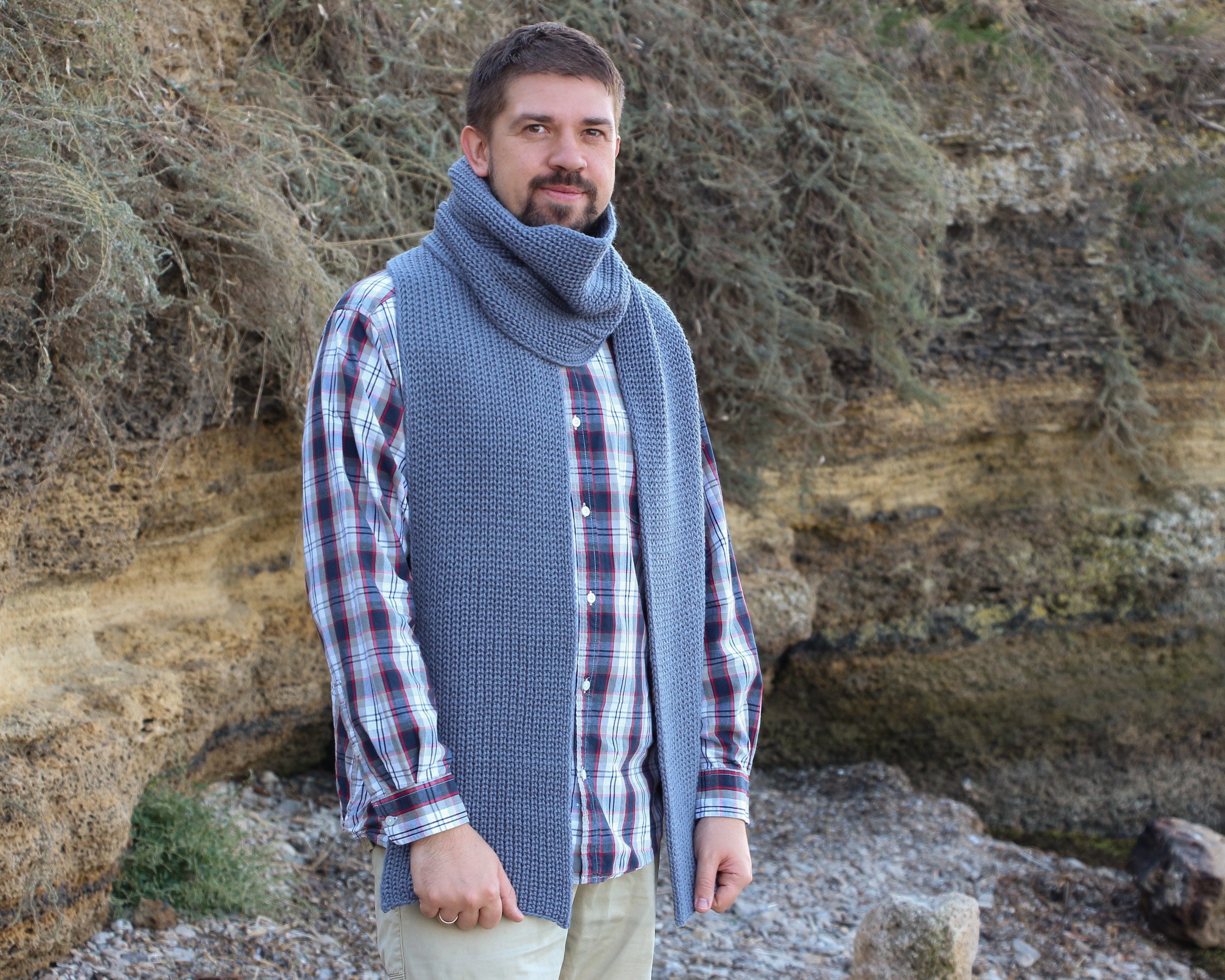 Extra long scarf pure wool scarf men knit scarf winter men Etsy