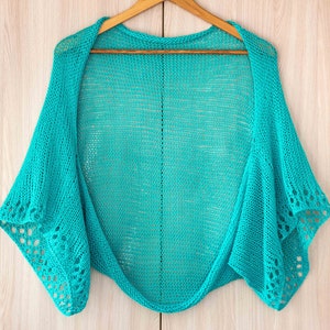 Handgestrickter türkis Damen Bolero Kurzarm Überwurf Sommer handgestrickte Shrug Spitze Baumwolle Strickjacke Strickjacke Bolero plus Größe