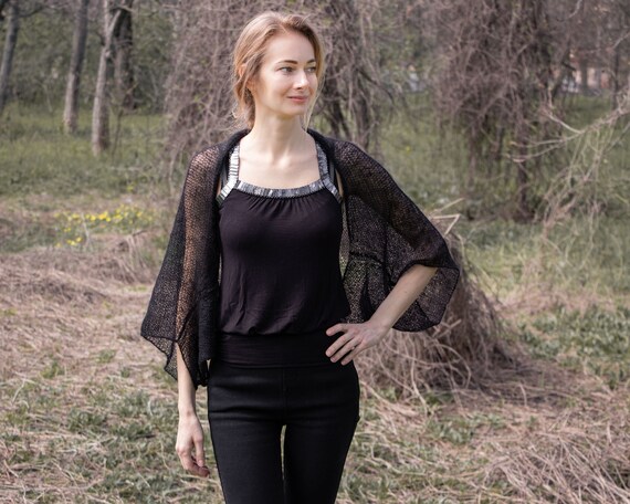 Knit Mohair Shrug Women Black 
