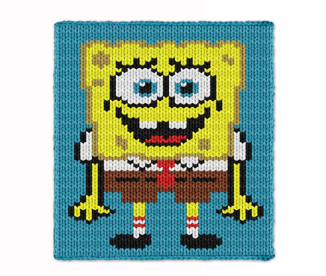Bob Sponge Pattern Sponge Bob Squarepants Finger Knitting Pattern PDF, Knit Childs Blanket ...