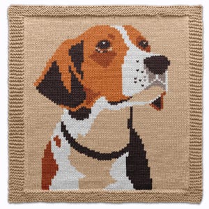 Beagle Square Knitting Pattern – Hunting Dog Block for Pillows, Blankets, Pullovers, Table Mats, tote bags, PDF Digital Chart + Instructions