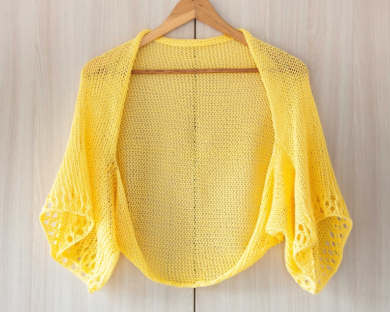 Light yellow shrug knit sheer cardigan crochet cotton bolero Etsy