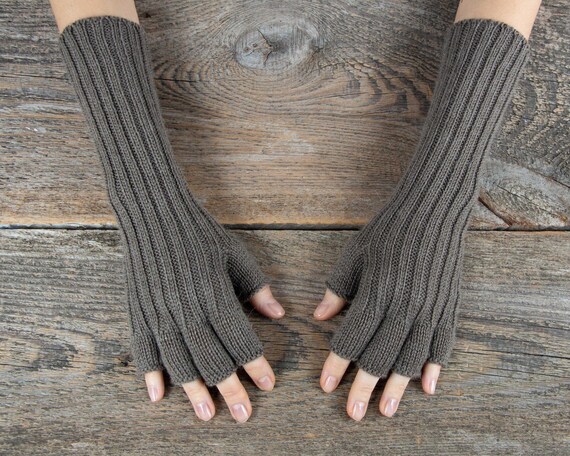 aankunnen Uluru Wolf in schaapskleren Lange halve vinger handschoenen gebreide wollen armwarmers - Etsy België
