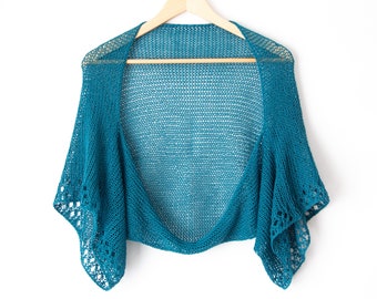 Enamel Blue Shrug Lightweight Cotton Open Kimono Sweater Cardigan