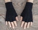 Knit fingerless gloves Alpaca merino wool arm warmers women black gloves men winter half finger gloves handmade crochet handknit accessories 