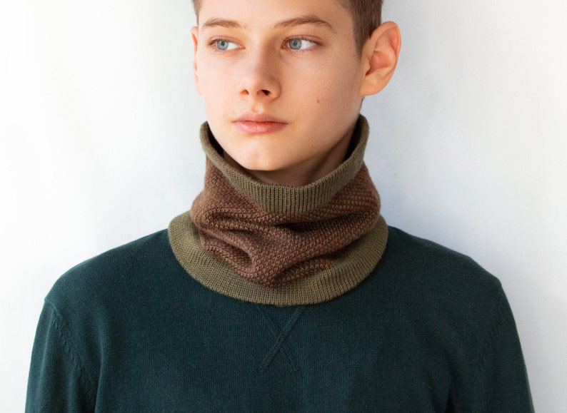 Wool neck warmer men knitted neck gaiter men army green neck Etsy