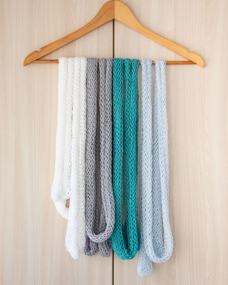 White Skinny Scarf Tie Long Thin Cotton Scarf Hand Knit Narrow Etsy