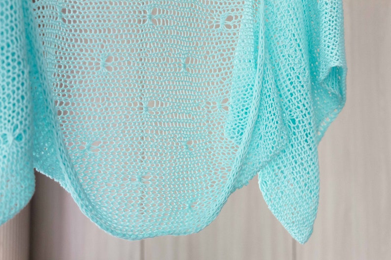 Summer open shrug short crop cardigan light turquoise knitted crochet bolero women boho clothing wedding bridal dress coverup arm cover image 4