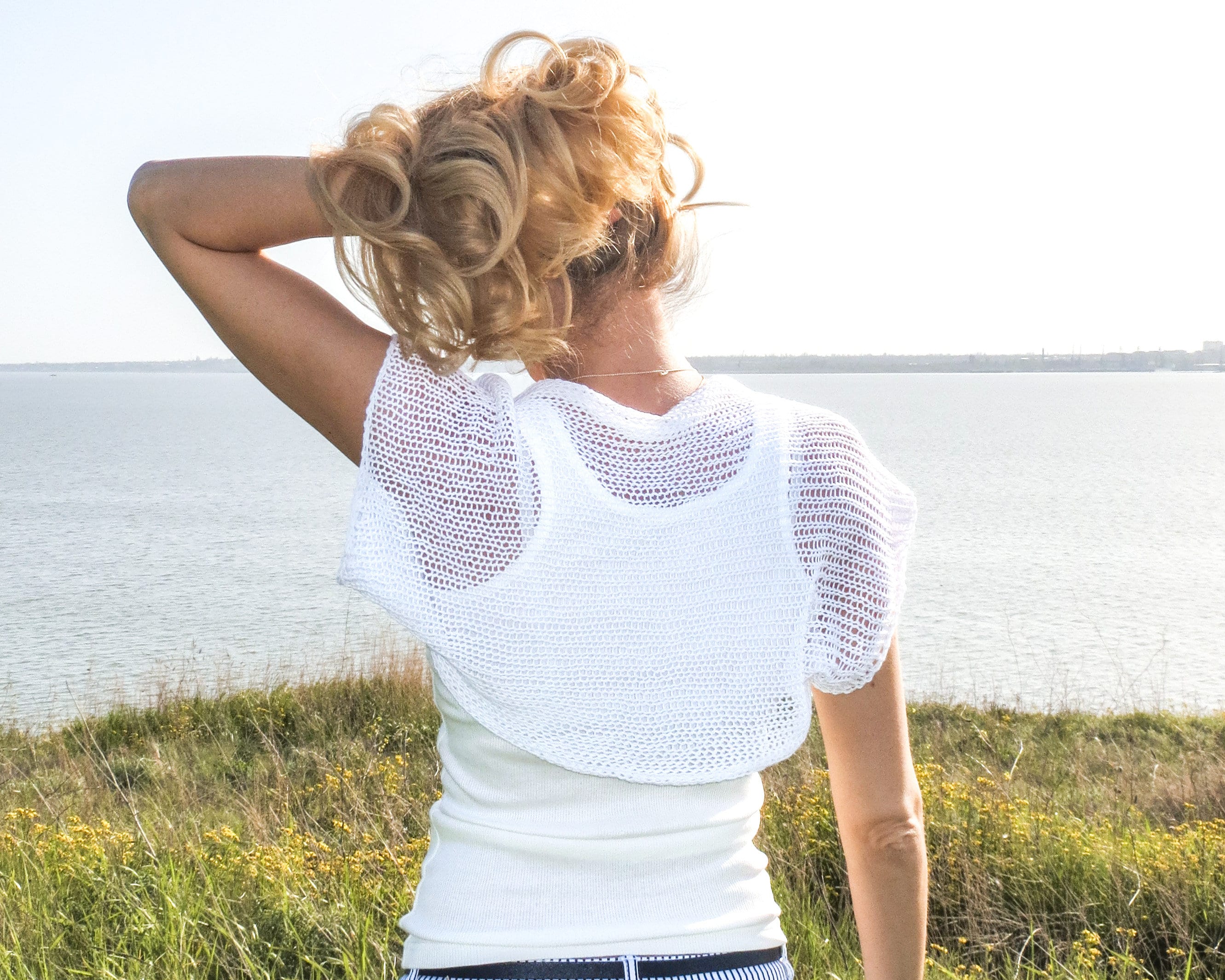 White Short Sleeve Shrug White Bolero Shrug White Summer