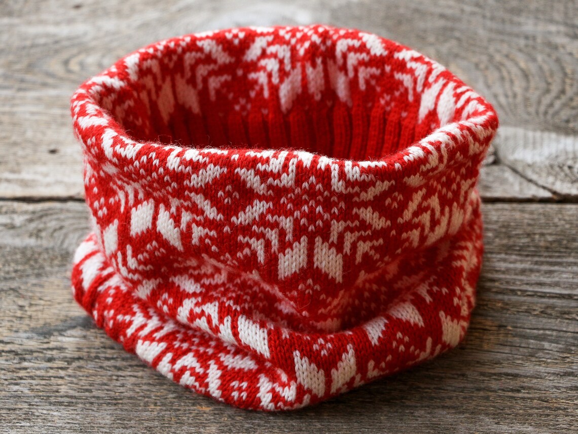 Red Christmas scarf handmade neck cowl women merino neck Etsy