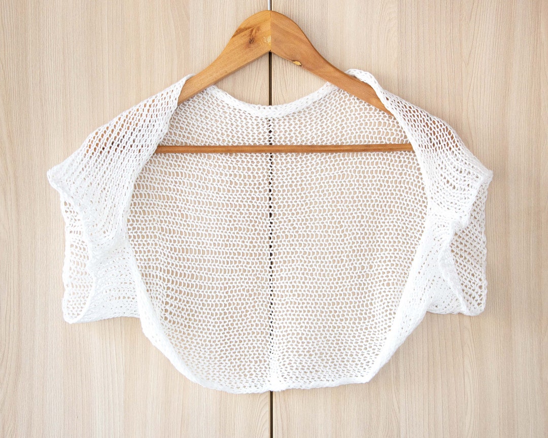 White Short Sleeve Shrug White Bolero Shrug White Summer Shrug