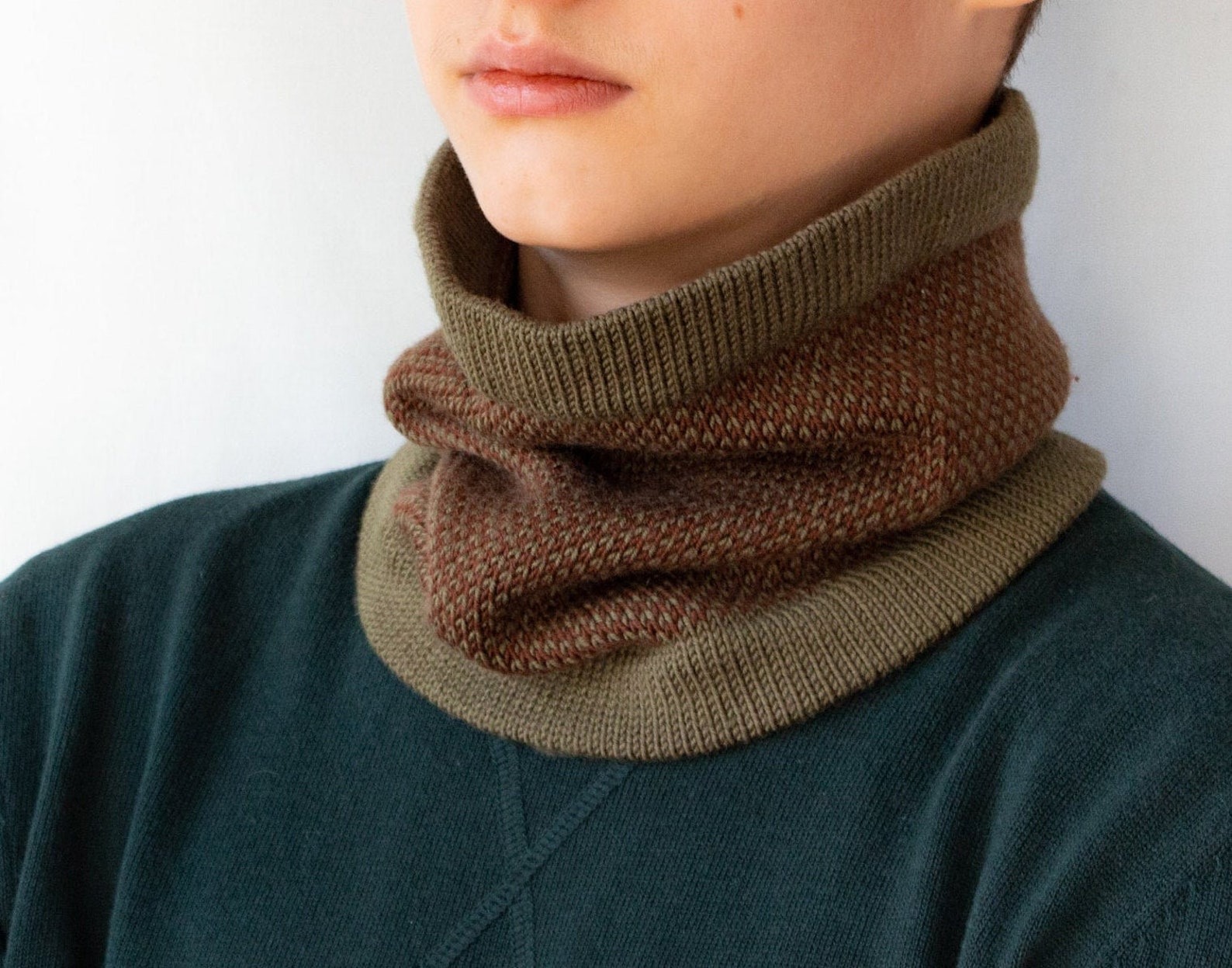 Wool Neck Warmer Men Knitted Neck Gaiter Men Army Green Neck Etsy