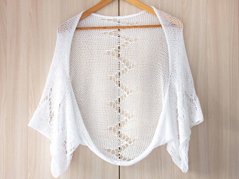 Lace knit bolero jacket summer crochet shrug women cotton sweater ivory wedding cover up beach bridal wrap loose cardigan open handmade eco image 10