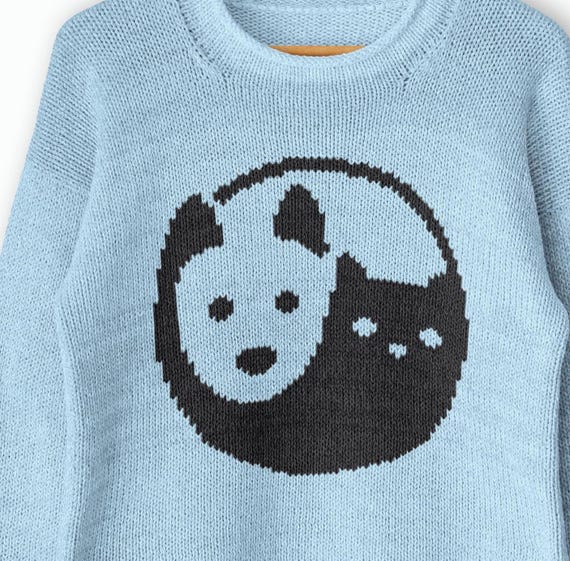 Knitting Pattern PDF Womens Knit Sweater Yin Yang Colorwork