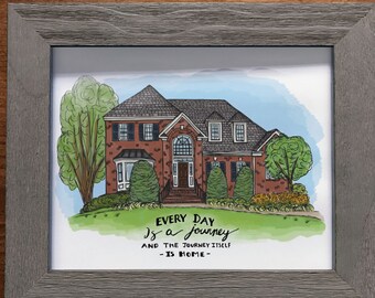 Storybook Custom House Portrait - Hand Drawn Illustration of Your Home - Realtor Gift - Gift for New Homeowner - Housewarming Gift