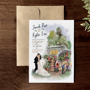 Benutzerdefinierte Hochzeitseinladung | Hochzeitsort | Kundenspezifische Einladung | Hochzeit einladen | Benutzerdefinierte Hochzeit einladen | Hochzeits-Illustration