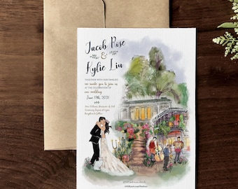 Custom Venue Illustration Wedding Invitation (Digital File)