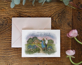 Custom Venue Illustration Save the Date Card (Digital File)