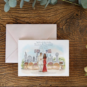 Individuell Save the Date Illustration - Paar Illustration - Save the Date Design - Hochzeitseinladung - Hochzeitseinladung - Save the Date