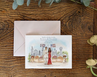 Custom Couple Illustration Save the Date Design (Digital File)