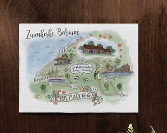 Custom Illustrated Wedding Map: Hand-Drawn Guest Itinerary (Digital Only)