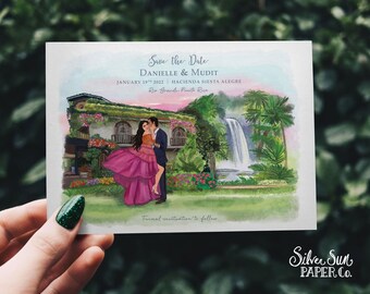 Custom Venue Illustration Save the Date - Wedding Invitation (Digital File)