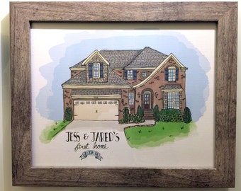 Custom House Portrait: Hand-Drawn Home Illustration, Realtor Gift