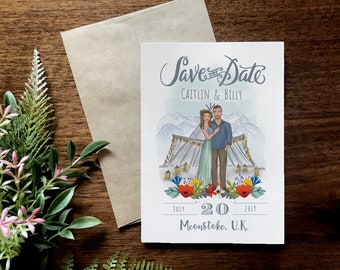 Custom Couple Illustration Save the Date - Venue Theme (Digital File)