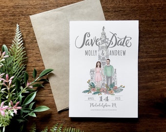 Custom Couple Illustration Save the Date (Digital File)