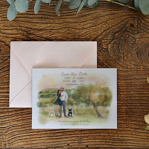 Individuell Save the Date Illustration - Paar Illustration - Save the Date Design - Hochzeitseinladung - Hochzeitseinladung - Save the Date