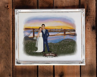 Custom Wedding Illustration: Bride & Groom Portrait (Digital File)