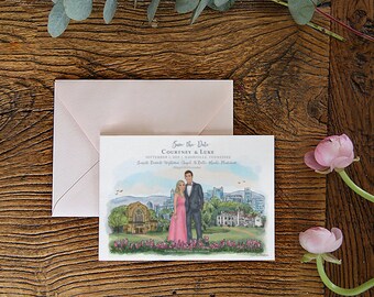 Custom Couple Illustration Save the Date Design (Digital File)