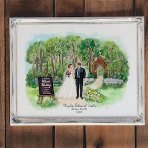Wedding gift, custom wedding portrait, wedding illustration, bride and groom illustration, wedding dress illustration, couple portrait