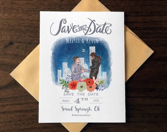 Custom Couple Illustration Save the Date (Digital File)