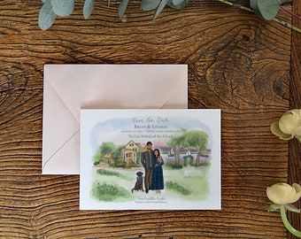 Custom Couple Illustration Save the Date - Venue Theme (Digital File)