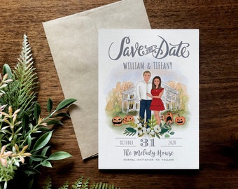 Custom Couple Illustration Save the Date Design (Digital File)
