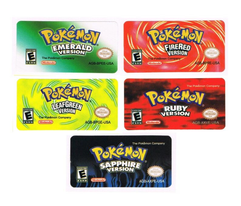 Pokemon GBA Replacement Game Labels Stickers Gameboy Advance | Etsy