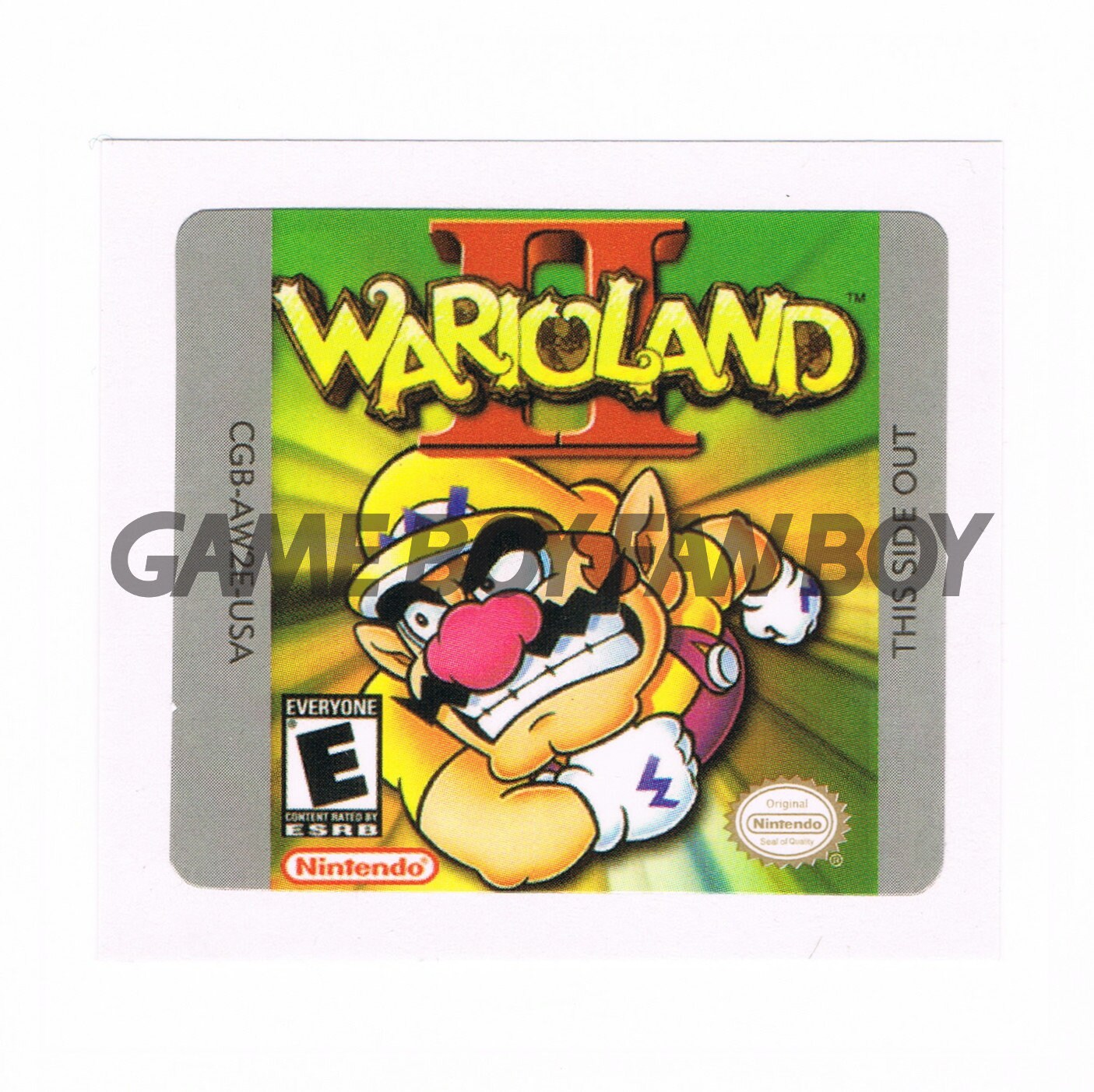 Wario Land 2 II Gameboy Label Replacement Glossy Sticker for 50