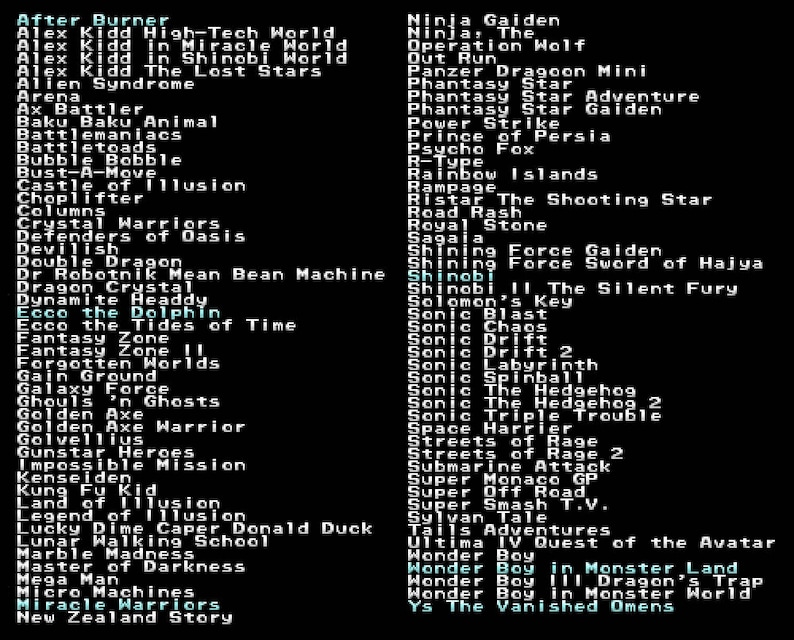 Sega Classics for GBA - 106 games in 1 multicart - Game Gear