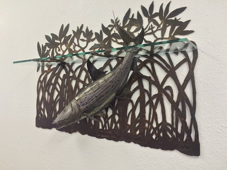Metal Art Bonefish Sculpture and Shelf Etsy
