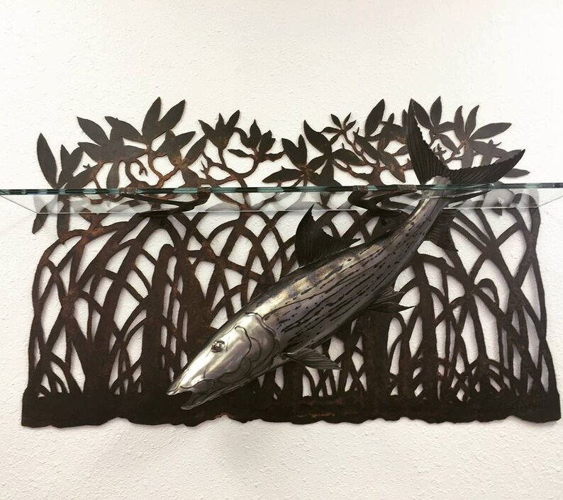 Metal Art Bonefish Sculpture and Shelf Etsy