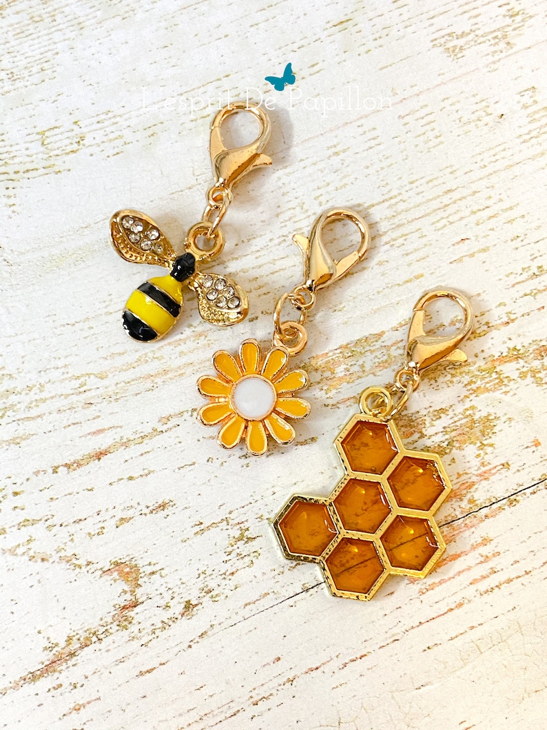 bumble been- bee Bee charms enamelled bee charms progress keepers crochet stitch marker knitting honey bee