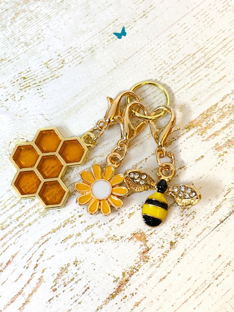 bumble been- bee Bee charms enamelled bee charms progress keepers crochet stitch marker knitting honey bee