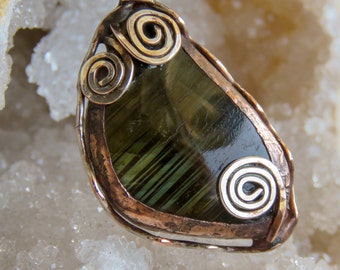 Copper foiled crackled labradorite pendant
