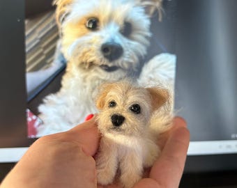 Needle Felted Dog Miniature – Realistic Wool Pet Sculpture – Handmade Dog Keepsake