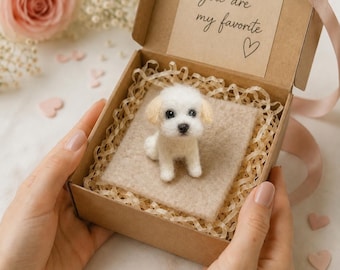 Custom Dog Memorial Sculpture, Needle Felted Wool Pet Portrait