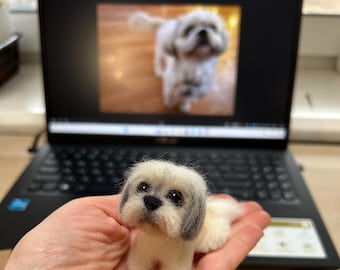 Custom Needle Felted Shih Tzu - Handmade Wool Dog Replica
